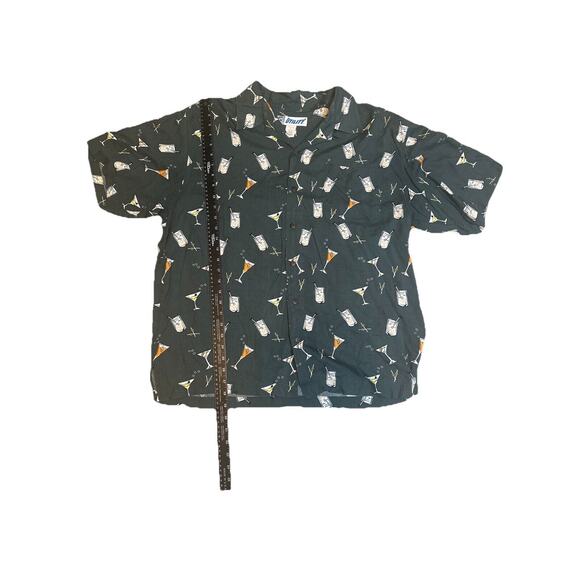 Men’s Utility 100% Rayon Large Party Green Short Sleeve Shirt Button Up Cocktail - Picture 6 of 9
